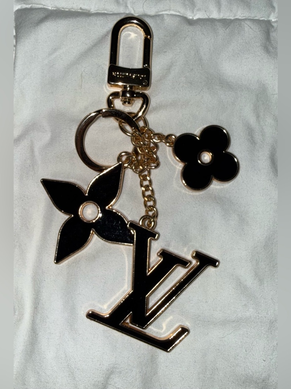 Black Monogram Flower Key Charm/Bag Charm